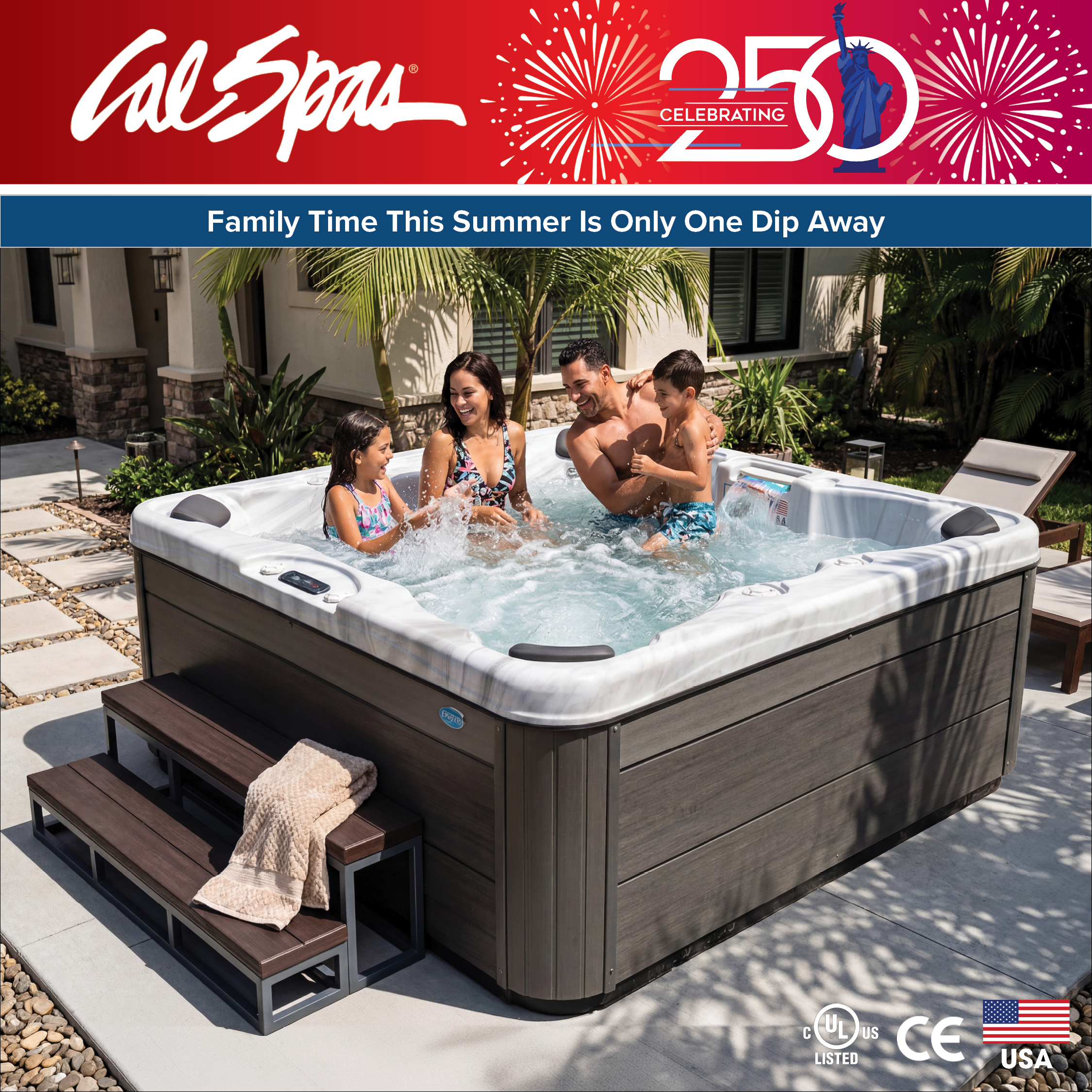 Calspas hot tub being used in a family setting - Warner Robins